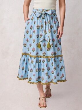 Printfresh Emmie Skirt in Wildflower Walks in Soft Blue